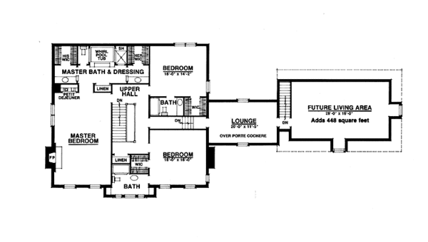 Architectural House Design - Colonial Floor Plan - Upper Floor Plan #1016-18