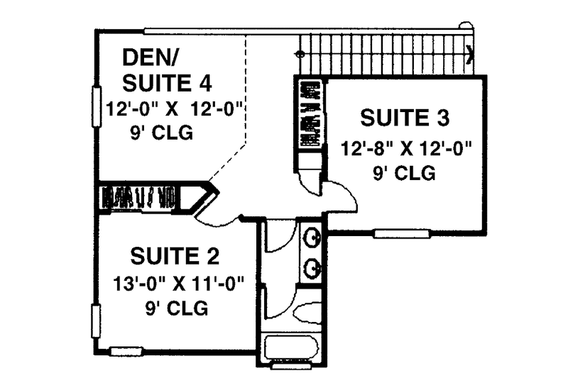 Home Plan - Floor Plan - Upper Floor for Mediterranean House Plan #1007-31 - 4 bed, 2.5 bath