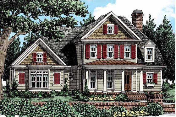 Exterior - Front Elevation 3 for Colonial House Plan #927-436 - 4 bed, 3.5 bath