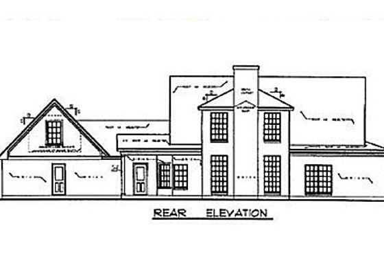 Exterior - Rear Elevation for Country House Plan #40-131 - 4 bed, 3 bath