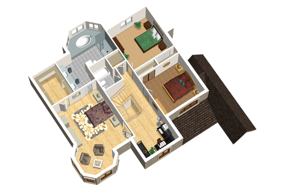 Floor Plan - Upper Floor 1 for European House Plan #25-4693 - 3 bed, 2 bath