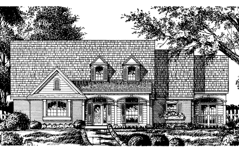 Home Plan - Exterior - Front Elevation 3 for Country House Plan #40-483 - 4 bed, 3 bath