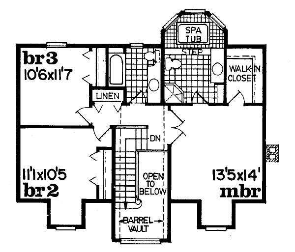 Traditional Floor Plan - Upper Floor Plan #47-173