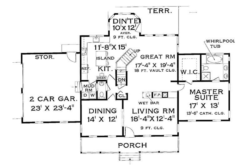 Home Plan - Floor Plan - Main Floor for Farmhouse House Plan #3-261 - 4 bed, 2.5 bath