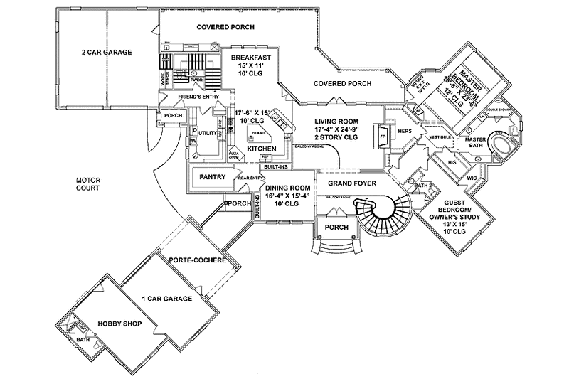Dream House Plan - Floor Plan - Main Floor for European House Plan #952-207 - 4 bed, 5.5 bath