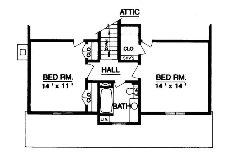 Home Plan - Floor Plan - Upper Floor for Colonial House Plan #45-442 - 3 bed, 2 bath