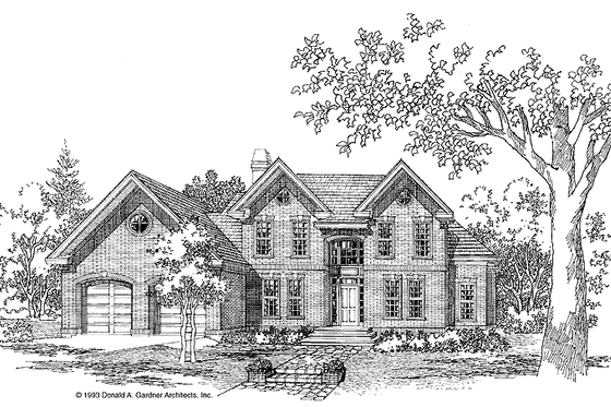 Exterior - Front Elevation 3 for Colonial House Plan #929-159 - 4 bed, 3 bath