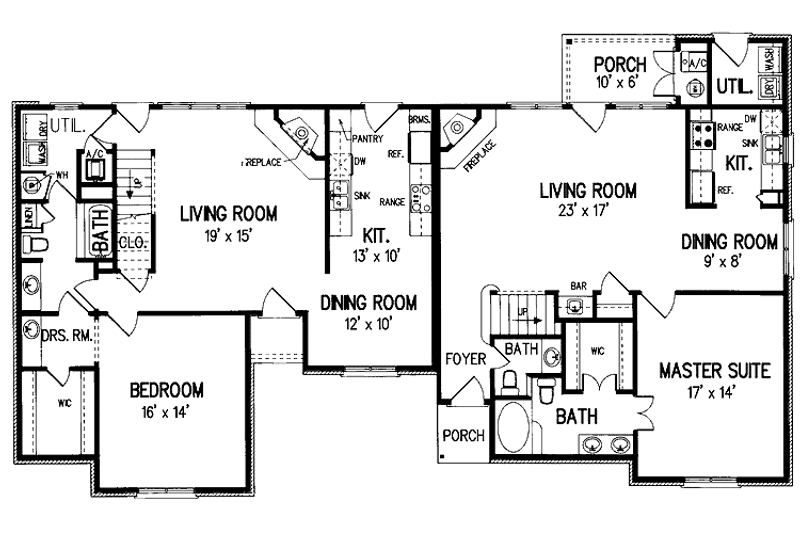 Home Plan - Floor Plan - Main Floor for Traditional House Plan #45-411 - 5 bed, 4 bath