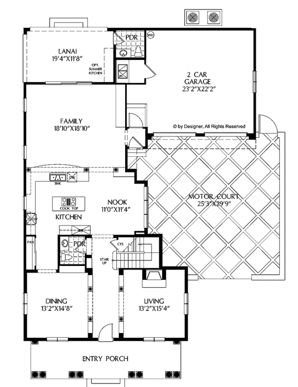 House Plan Design - Mediterranean Floor Plan - Main Floor Plan #999-135