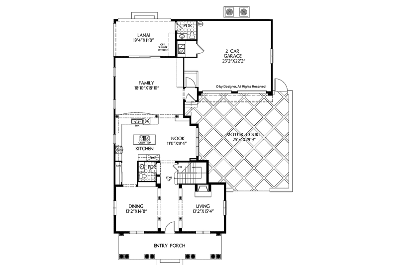 Home Plan - Floor Plan - Main Floor for Mediterranean House Plan #999-135 - 4 bed, 3 bath