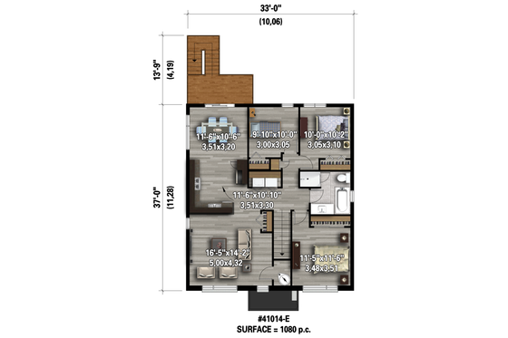 Floor Plan - Upper Floor 1 for Contemporary House Plan #25-4548 - 9 bed, 3 bath