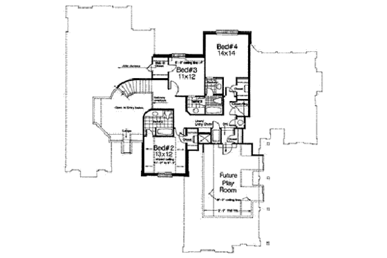 Floor Plan - Upper Floor for European House Plan #310-639 - 4 bed, 3.5 bath