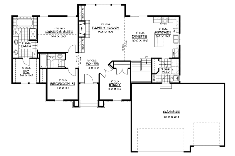 Dream House Plan - Floor Plan - Main Floor for Ranch House Plan #51-598 - 2 bed, 2 bath
