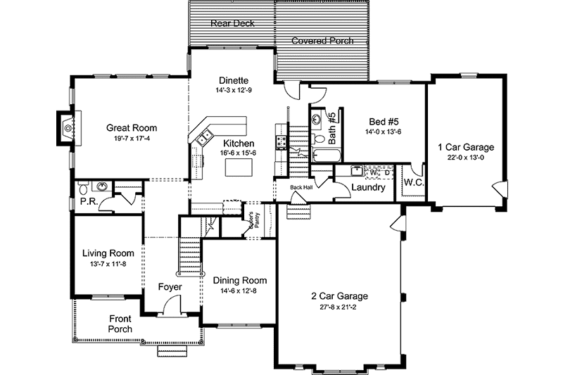 Home Plan - Floor Plan - Main Floor for European House Plan #994-31 - 5 bed, 5.5 bath