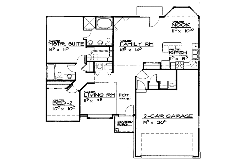 Dream House Plan - Floor Plan - Main Floor for Tudor House Plan #308-275 - 2 bed, 2 bath