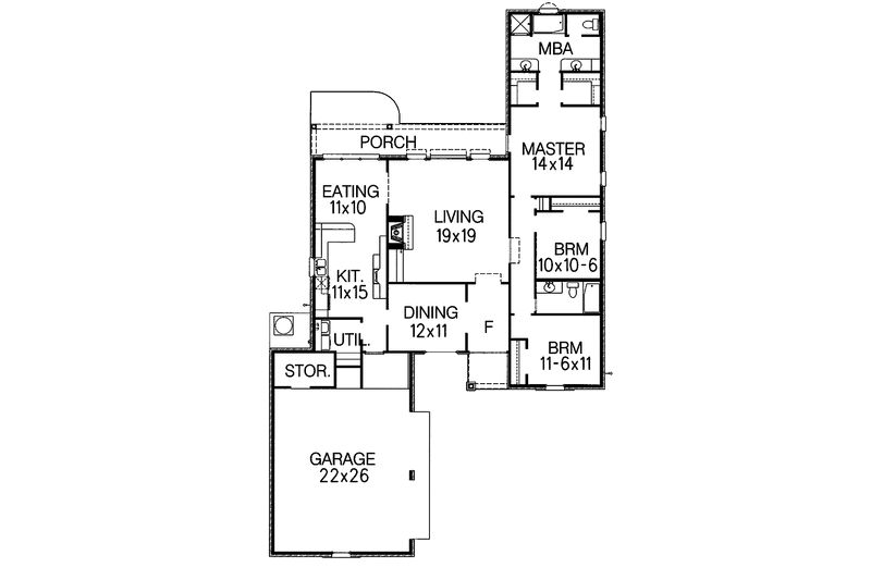 Home Plan - Floor Plan - Main Floor for Ranch House Plan #15-342 - 3 bed, 2 bath