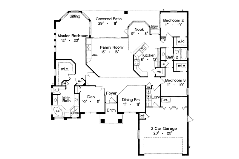 Home Plan - Floor Plan - Main Floor for Mediterranean House Plan #417-669 - 3 bed, 2 bath