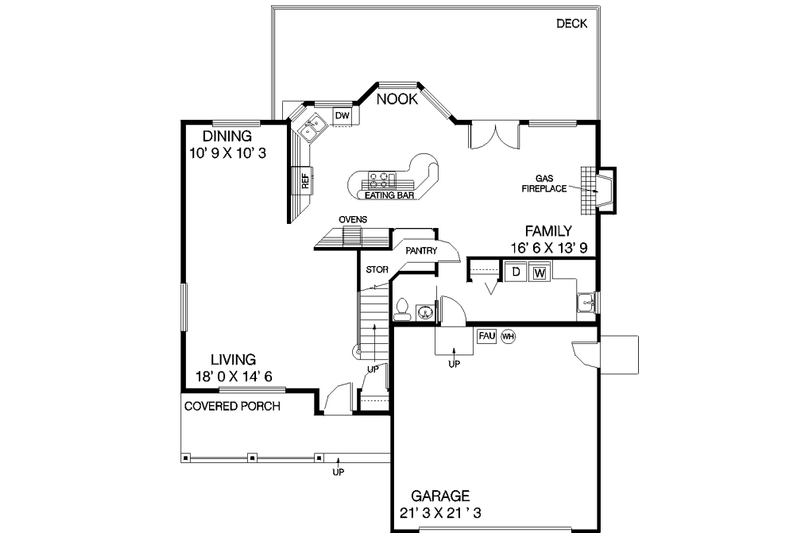 Home Plan - Floor Plan - Main Floor for Traditional House Plan #60-462 - 4 bed, 2.5 bath