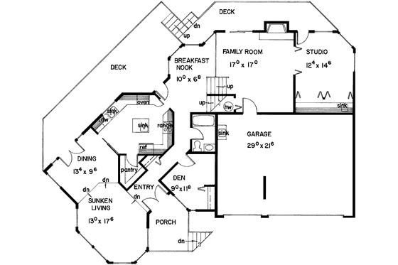 Floor Plan - Main Floor for Contemporary House Plan #60-861 - 3 bed, 2 bath