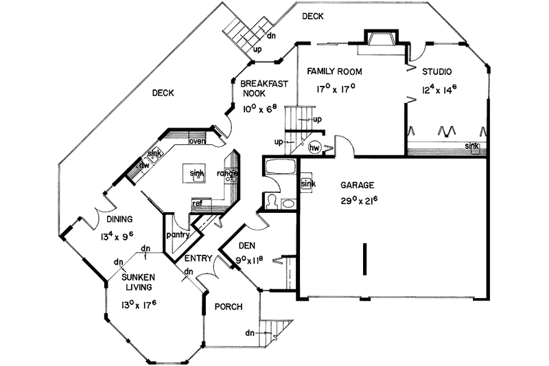 Home Plan - Floor Plan - Main Floor for Contemporary House Plan #60-861 - 3 bed, 2 bath