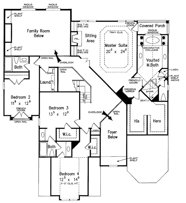 Architectural House Design - Mediterranean Floor Plan - Upper Floor Plan #927-639