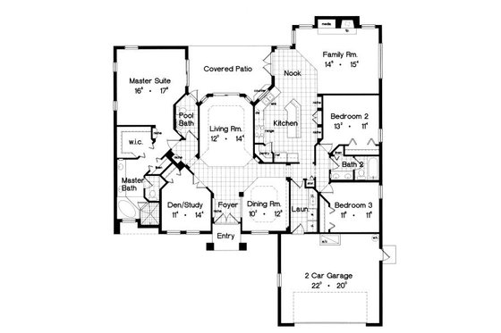 Floor Plan - Main Floor for European House Plan #417-256 - 3 bed, 2.5 bath