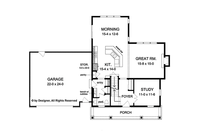 Home Plan - Floor Plan - Main Floor for Country House Plan #1010-124 - 4 bed, 2.5 bath