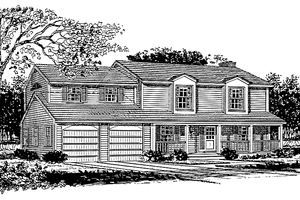 Exterior - Front Elevation 3 for Colonial House Plan #315-124 - 3 bed, 2.5 bath