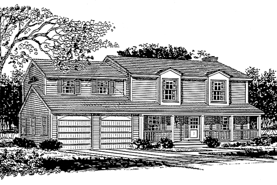 Exterior - Front Elevation 3 for Colonial House Plan #315-124 - 3 bed, 2.5 bath