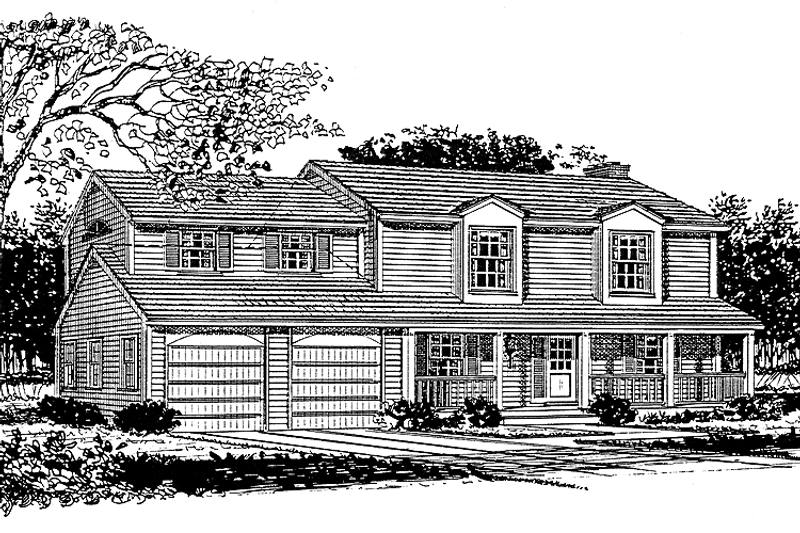 House Blueprint - Exterior - Front Elevation 3 for Colonial House Plan #315-124 - 3 bed, 2.5 bath
