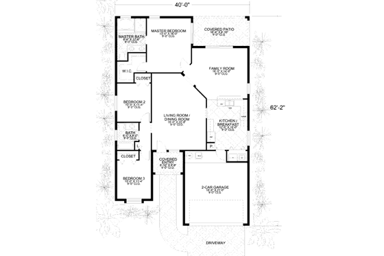 Floor Plan - Main Floor for Mediterranean House Plan #420-128 - 3 bed, 2 bath