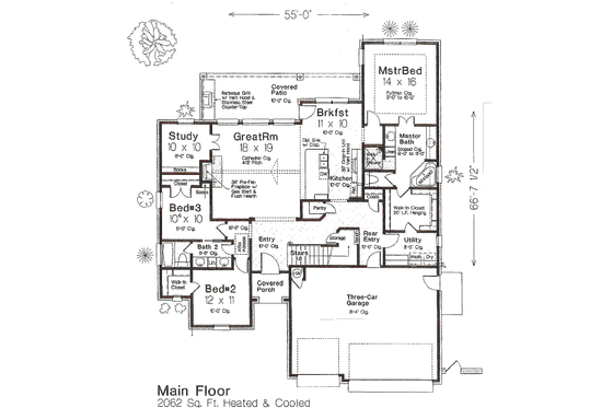 Floor Plan - Main Floor for European House Plan #310-988 - 3 bed, 2.5 bath
