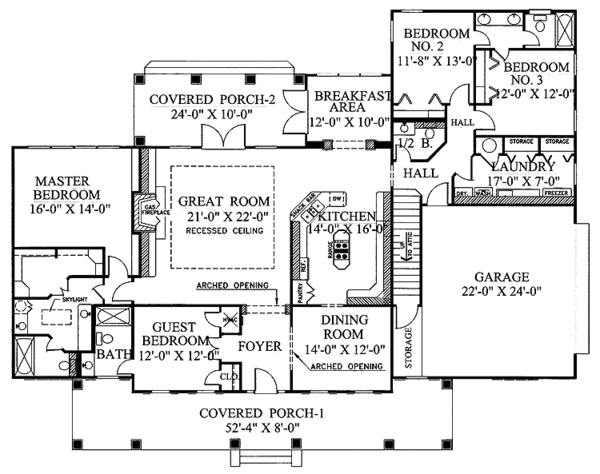 Architectural House Design - Country Floor Plan - Main Floor Plan #44-202
