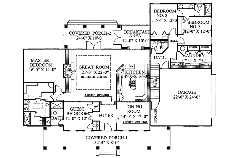 Home Plan - Floor Plan - Main Floor for Country House Plan #44-202 - 4 bed, 3.5 bath