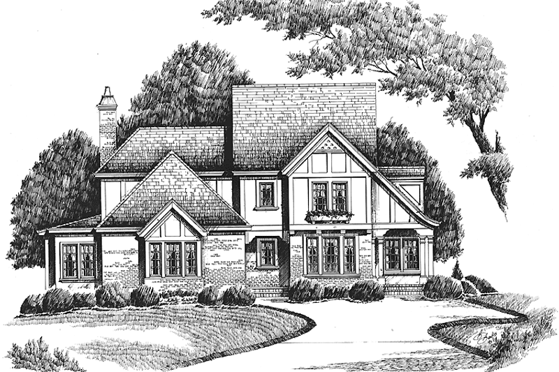 Dream House Plan - Tudor Exterior - Front Elevation Plan #429-233