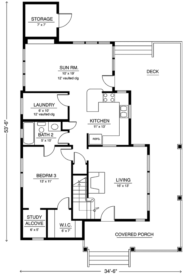 Architectural House Design - Country Floor Plan - Main Floor Plan #967-1