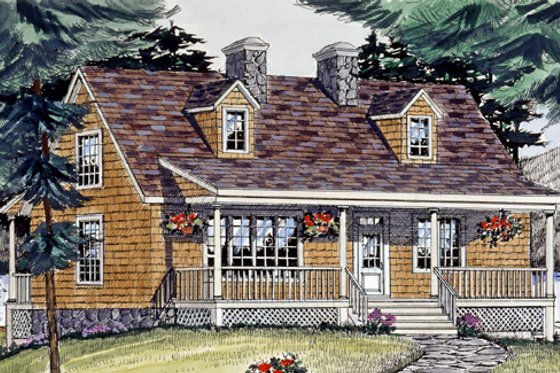 Exterior - Front Elevation 3 for Cabin House Plan #456-17 - 3 bed, 2 bath
