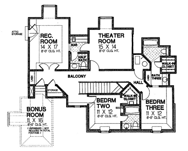 Home Plan - Classical Floor Plan - Upper Floor Plan #310-1201