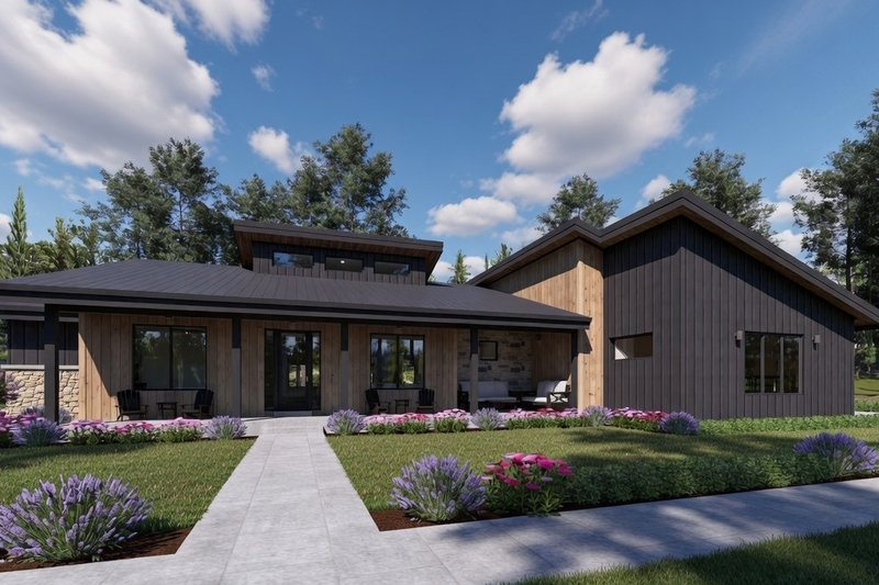 Home Plan - Exterior - Front Elevation 2 for Modern House Plan #1069-45 - 3 bed, 2.5 bath