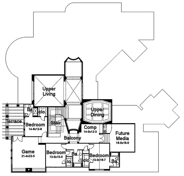 House Plan Design - Mediterranean Floor Plan - Upper Floor Plan #120-214
