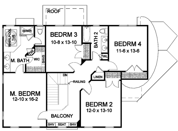 House Blueprint - Colonial Floor Plan - Upper Floor Plan #328-415
