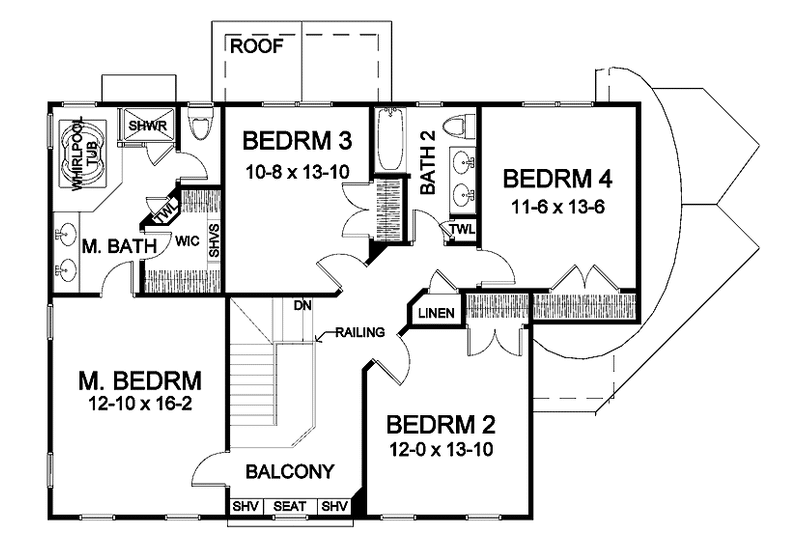 Dream House Plan - Floor Plan - Upper Floor for Colonial House Plan #328-415 - 4 bed, 2.5 bath