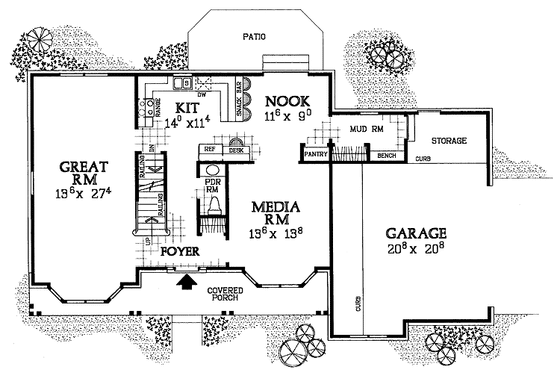 Floor Plan - Main Floor for Country House Plan #72-1108 - 4 bed, 2.5 bath