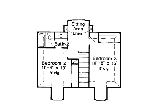 Floor Plan - Upper Floor for Southern House Plan #410-385 - 3 bed, 2.5 bath