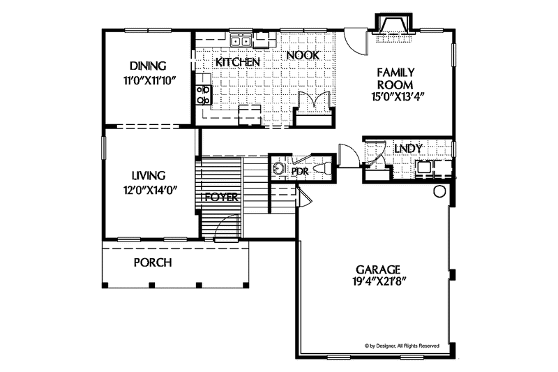 Home Plan - Floor Plan - Main Floor for Country House Plan #999-88 - 3 bed, 2.5 bath