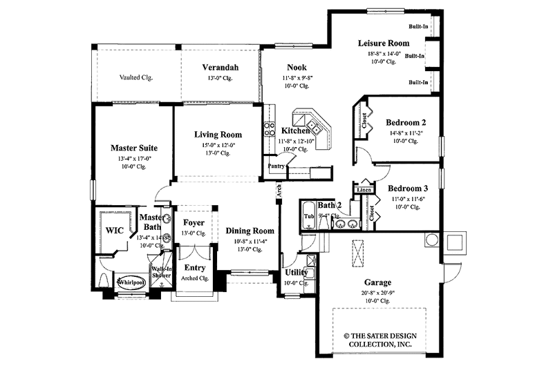 Dream House Plan - Floor Plan - Main Floor for Mediterranean House Plan #930-374 - 3 bed, 2 bath