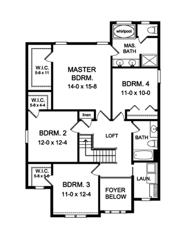 House Plan Design - Colonial Floor Plan - Upper Floor Plan #1010-197