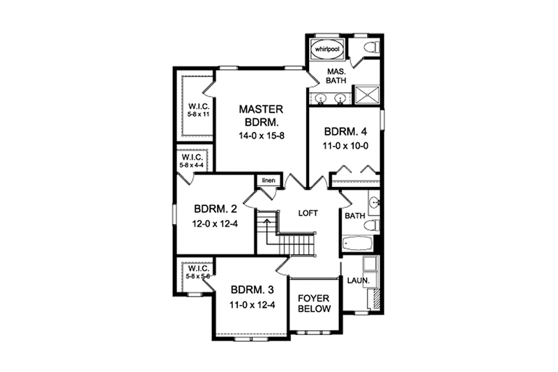 Home Plan - Floor Plan - Upper Floor for Colonial House Plan #1010-197 - 4 bed, 2.5 bath