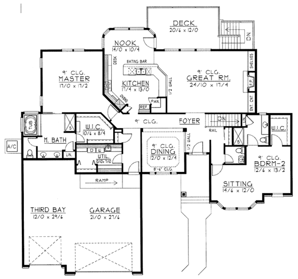 House Blueprint - Traditional Floor Plan - Main Floor Plan #1037-19