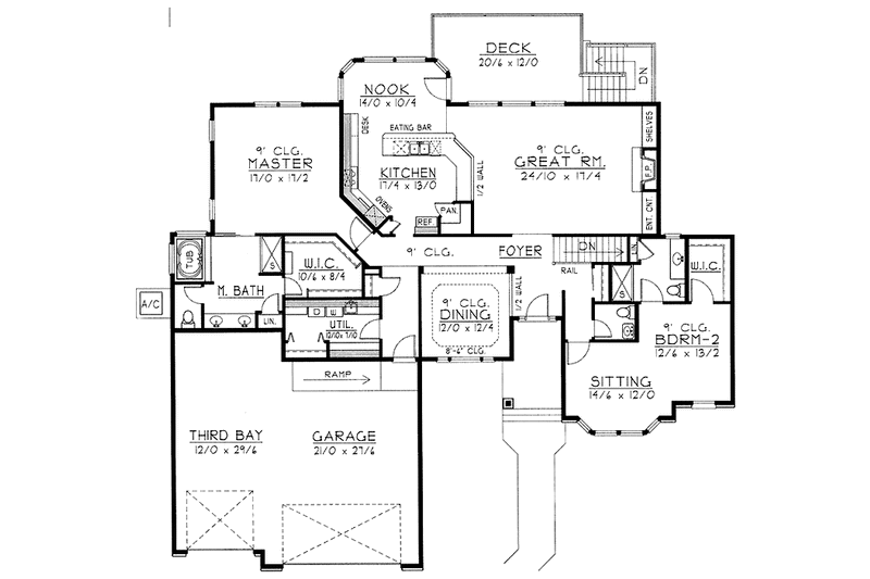 House Blueprint - Floor Plan - Main Floor for Traditional House Plan #1037-19 - 7 bed, 3.5 bath
